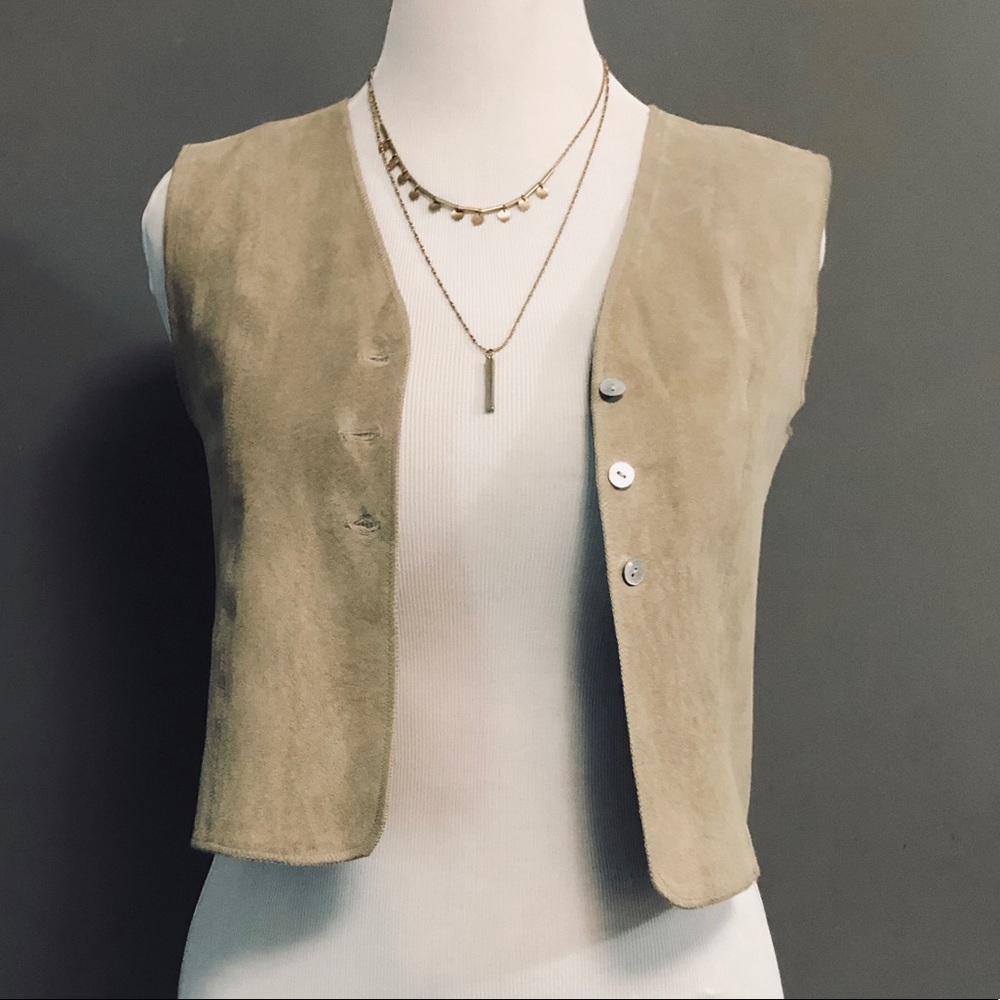 GAP Suede Vest Shell Button Closure Size Small